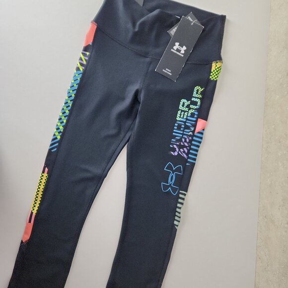 Under Armour Women's HeatGear Armour No-Slip Waistband Geo Ankle Leggings XS - Picture 3 of 9